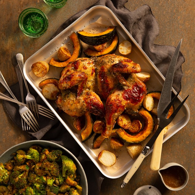 Lemon & Herb Roast Chicken with Veggies & Gravy