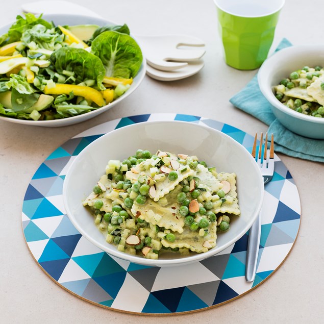 Pumpkin and Ricotta Pansotti with Creamy Pesto Sauce