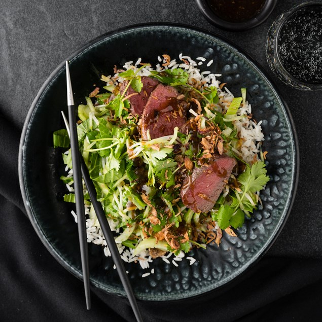 Vietnamese Venison with Toasted Coconut Rice, Tamarind & Nam Jim