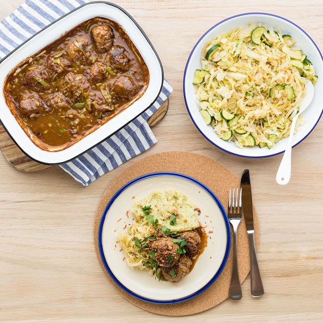 Meatballs with Gravy and Kumara Mash