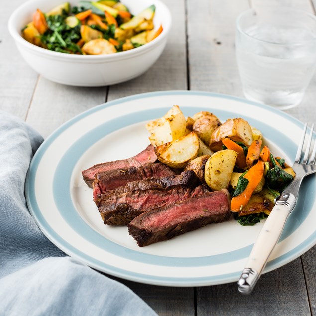 Beef Steak with Herb-Roasted Baby Potatoes