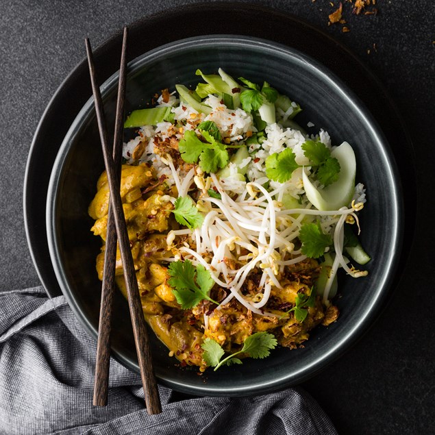 Thai Yellow Chicken Curry with Toasted Coconut Rice