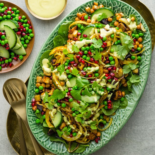 Indian Eggplant & Pomegranate Salad with Bombay Yoghurt