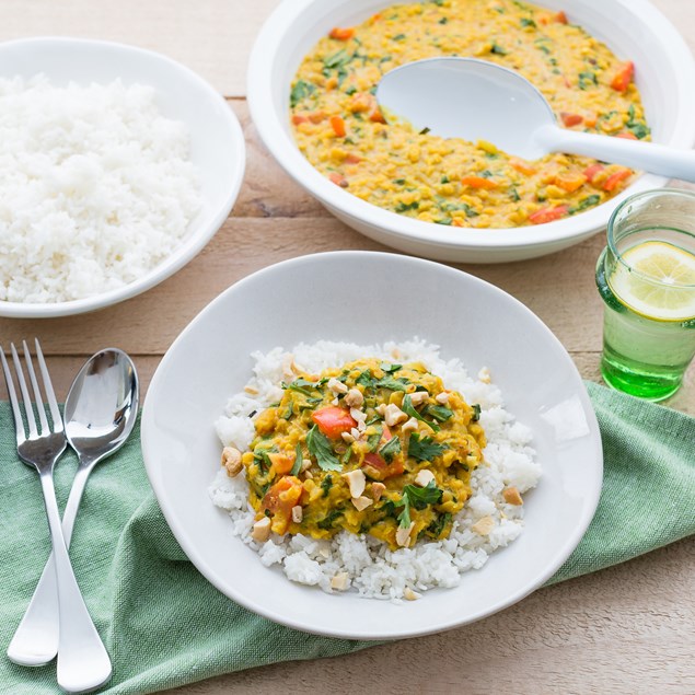 Red Lentil and Coconut Dhal with Rice