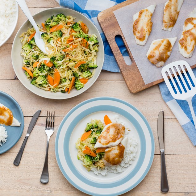 Very Teriyaki Fish with Sesame Honey Stir-Fry