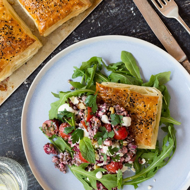 Roasted Beetroot, Feta and Puy Lentil Galette