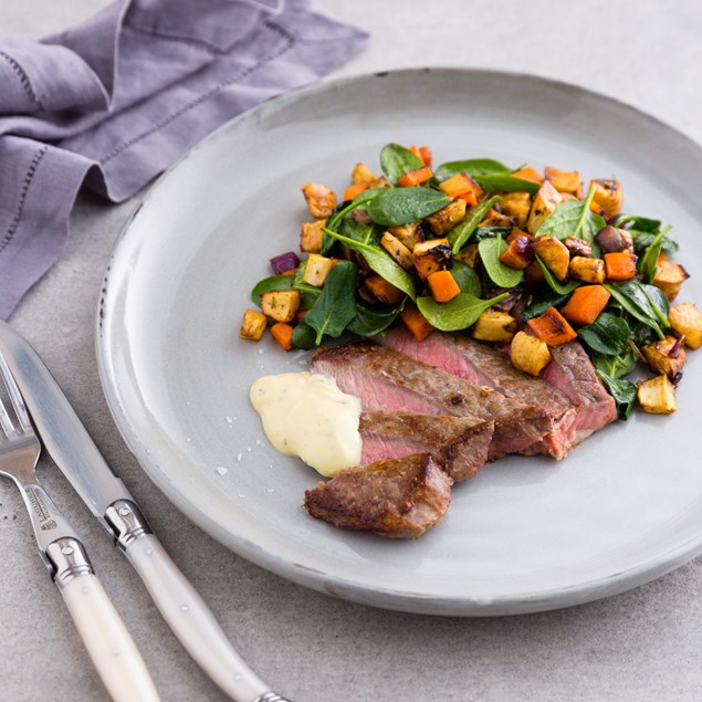 Bistro Fillet with Rosemary Roasted Root Veggies and Béarnaise Sauce