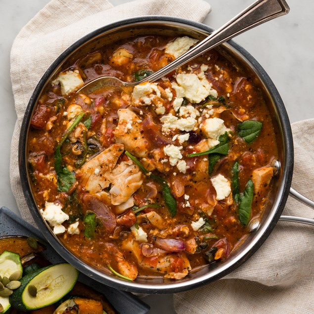 Greek Baked Fish with Roasted Pumpkin & Feta