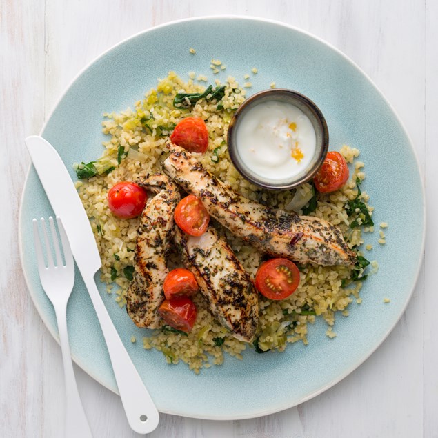 Tarragon Chicken with Lemon Bulgur and Yoghurt