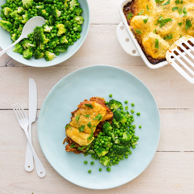 Pork Pie with Crispy Cheese Potato Top