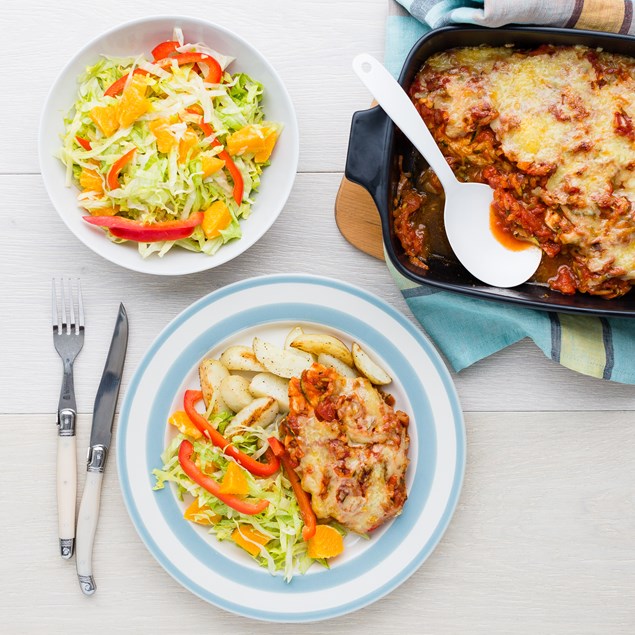 Naked Chicken Parmigiana with Orange Salad