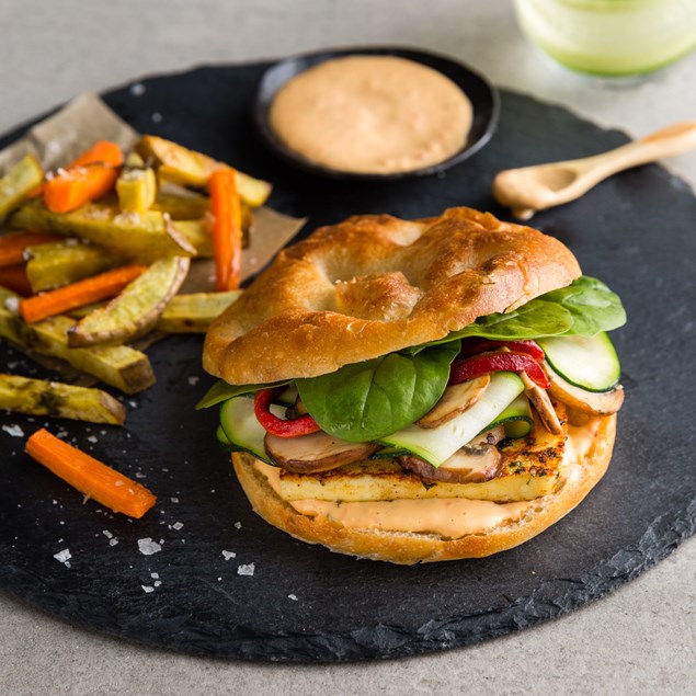 Halloumi & Grilled Vegetable Burger
