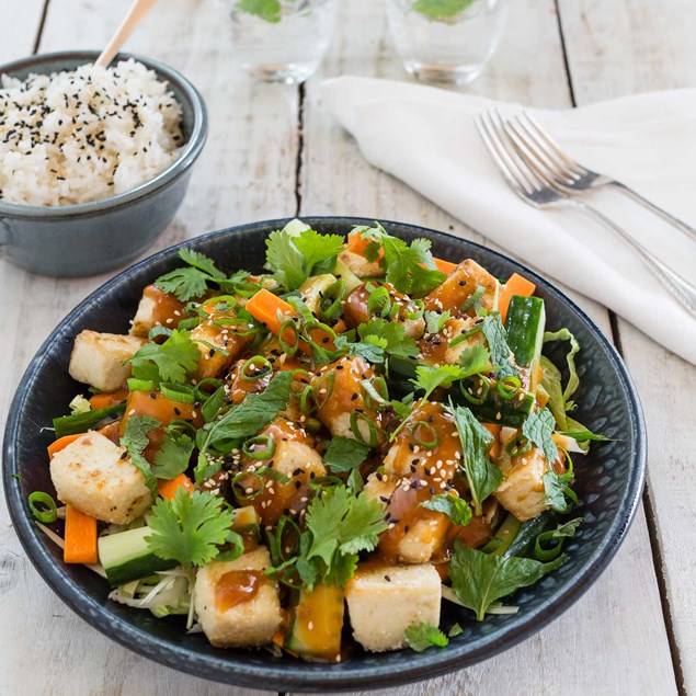 Bang Bang Tofu Salad with Sesame Rice