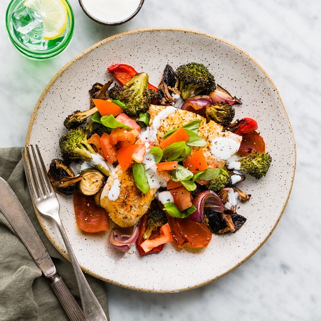 Mediterranean Fish with Vegetable Bulgur & Tomato Basil Salsa