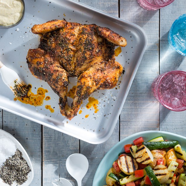 Chermoula Butterflied Chicken with Potato and Courgette Salad