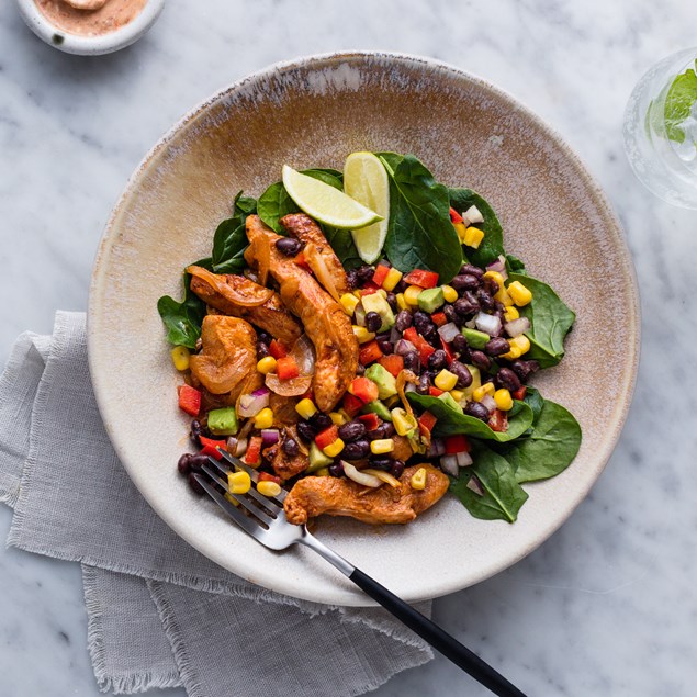 Mexican Chicken Bowl with Avocado and Black Bean Salsa
