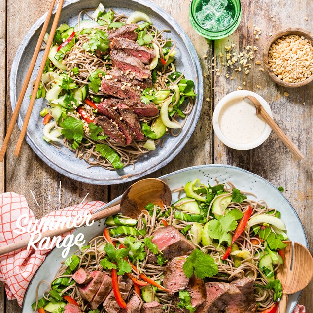 Seared Beef Sirloin Steak with Soba Noodle Salad