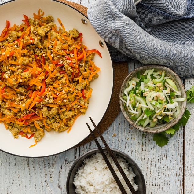 Lemongrass Turkey Mince with Bok Choy, Coconut Rice & Peanuts