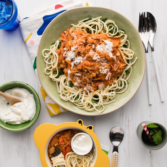 Pulled Pork Ragù with Fettucine & Feta Whip