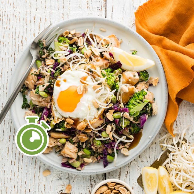 15-Minute Chicken Nasi Goreng with Fried Eggs & Peanuts