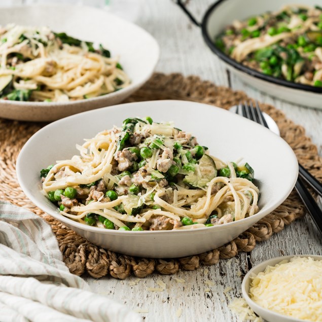 Pork & Fennel Pasta with Creamy Courgette Sauce