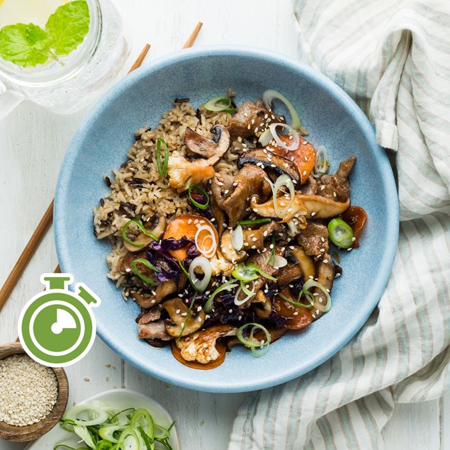 15-Minute Mongolian Beef Stir-Fry with Brown Rice