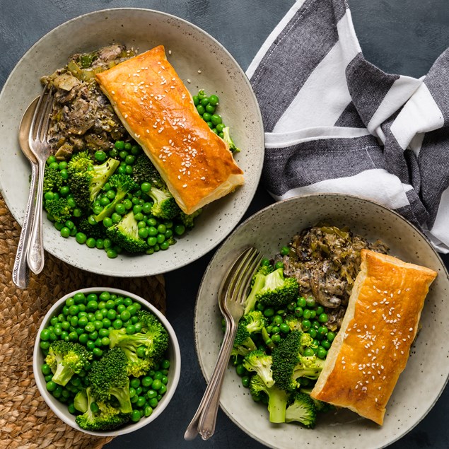 Creamy Leek & Mushroom Open Pies with Crispy Puff Pastry