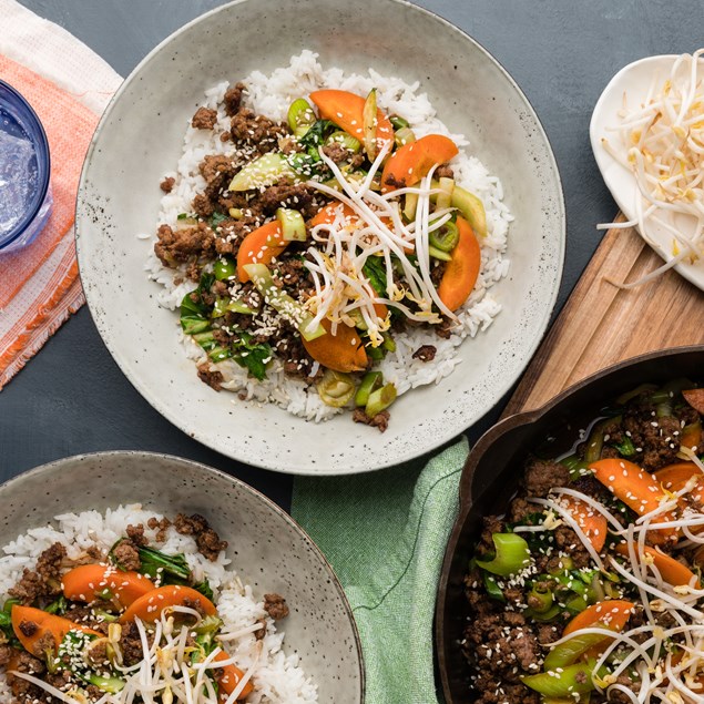 Mongolian Style Beef  with Bok Choy & Jasmine Rice