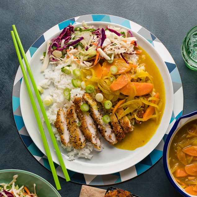 Chicken Katsu Curry with Rice & Japanese Slaw