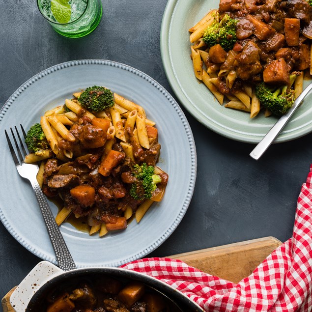 Slow-Cooked French Beef Ragoût with Penne