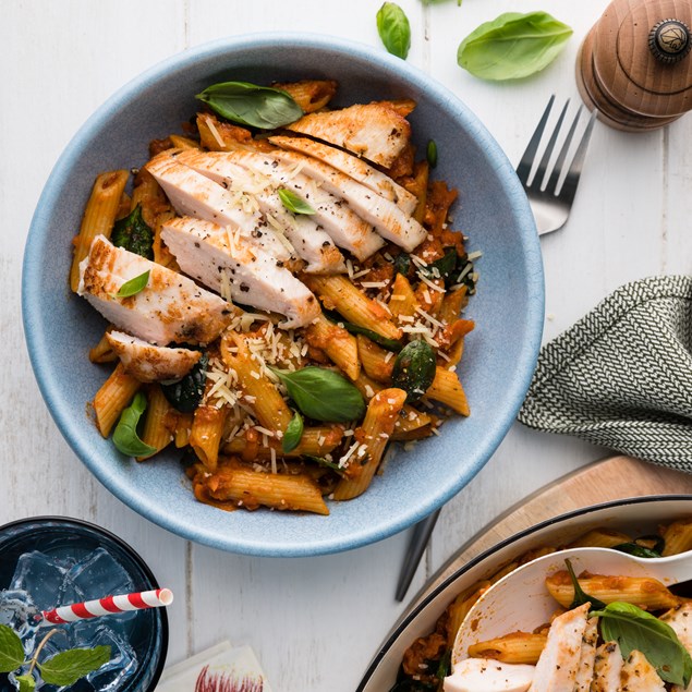 Easy Chicken & Hidden Veggie Pasta with Parmesan & Fresh Basil