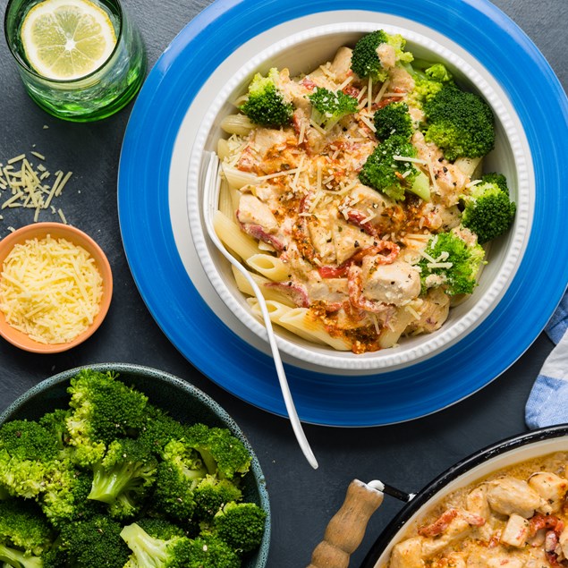 Creamy Pesto Chicken Penne with Parmesan