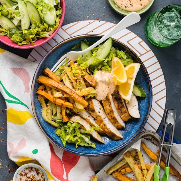 Peri Peri Chicken Steaks with Shoestring Fries