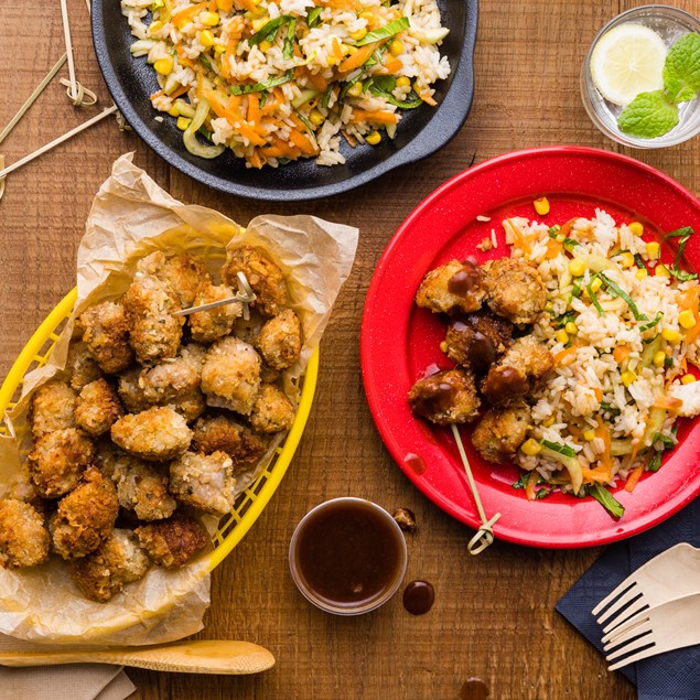 Crispy Popcorn Pork Bites with Katsu Sauce