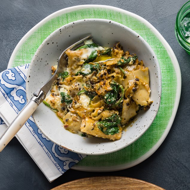 Veggie Skillet Lasagne with Feta & Sundried Tomato