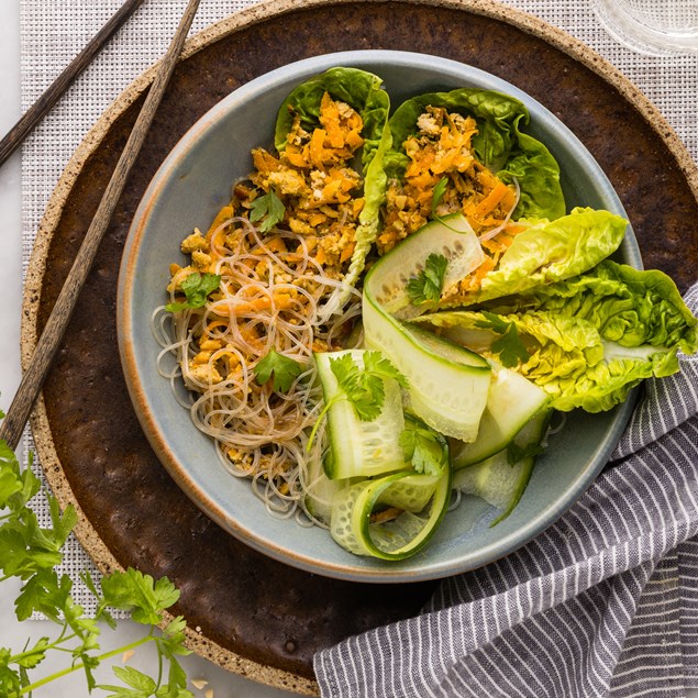 Vietnamese Style Pork Larb Bowl with Peanuts, Vermicelli & Coriander