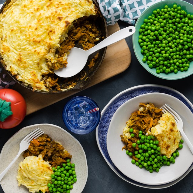 Curried Lentil Cottage Pie with Cheesy Potato Topping