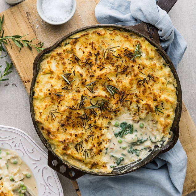 Creamy Leek & Spinach Pie with Crunchy Rosemary Topping