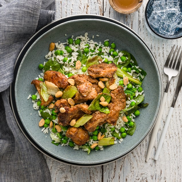 Yakiniku Chicken Rice Five-Spiced Peanut Chicken with Green Rice & Yakiniku Sauce - My Food Bag