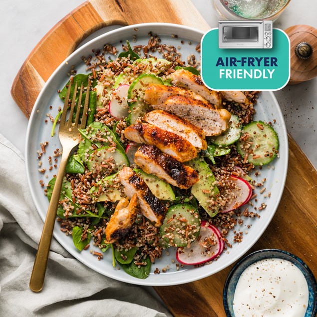 Paprika Rubbed Chicken Thighs with Supergrain Salad & Garlic Yoghurt