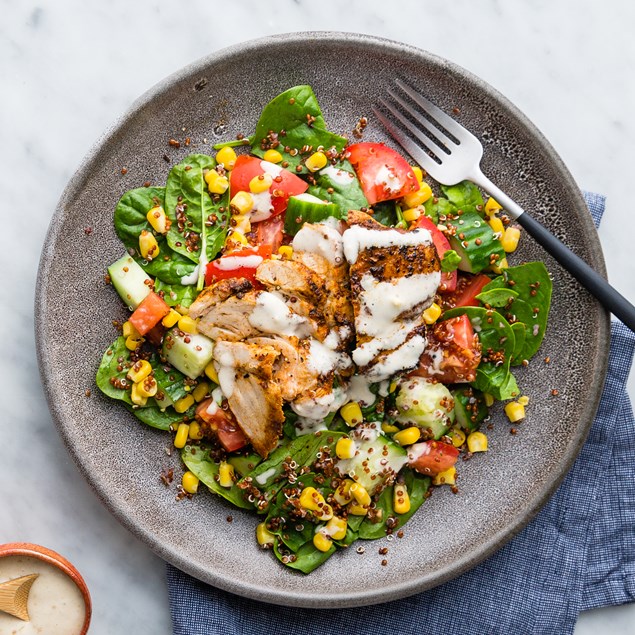 Southern Pork Sirloin Steaks with Quinoa & Jalapeno Creme