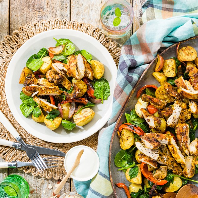 BBQ Chermoula Chicken with Baby Potato & Grilled Capsicum Salad