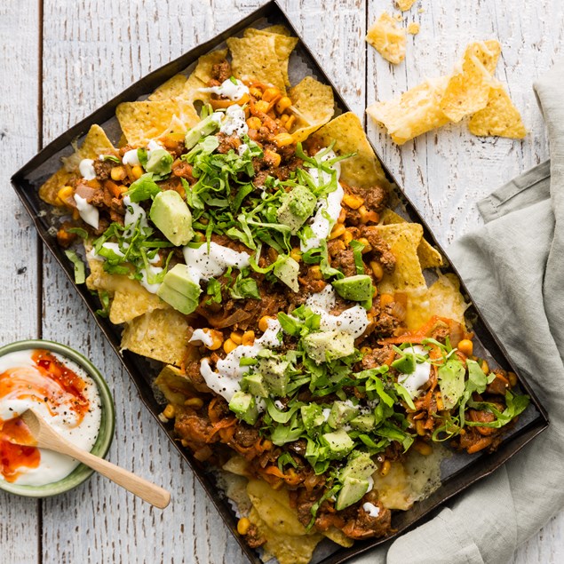 Smoky Beef Nachos with Avocado & Sour Cream