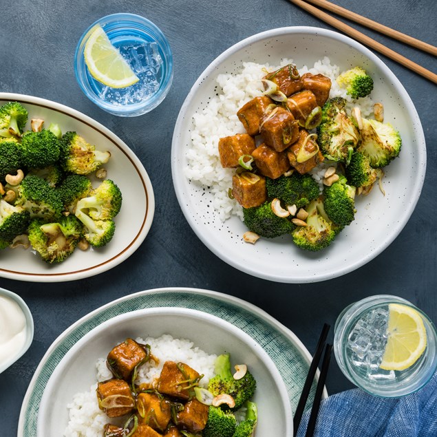 Hoisin Glazed Tofu Bowls with Broccoli & Japanese Mayo