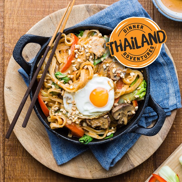 Saucy Veggie Pad Thai with Fried Eggs & Peanuts