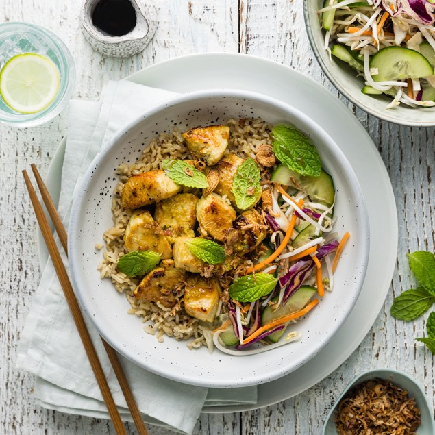 15-Minute Vietnamese Chicken Bowl with Nuoc Cham & Mint