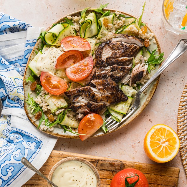 Sumac Pan Fried Fish with Courgette Salad & Couscous - My Food Bag