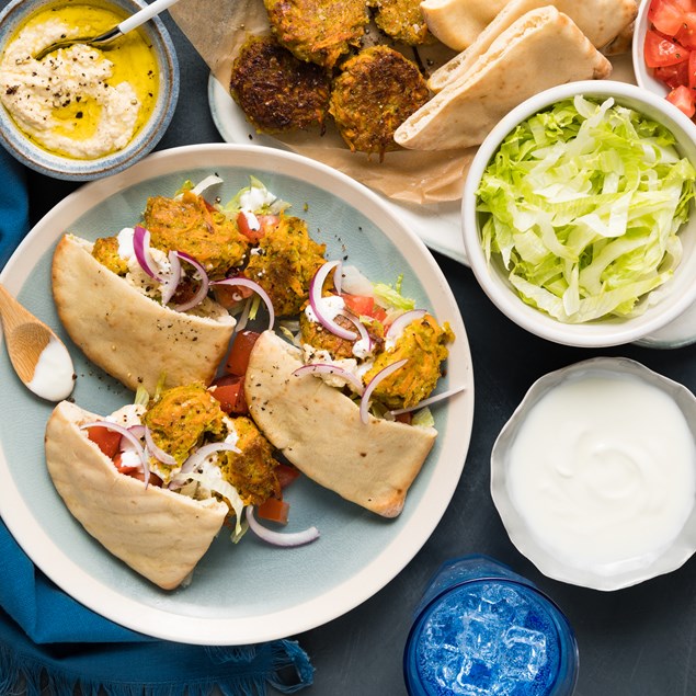Falafel Pita Pockets with Hummus & Yoghurt
