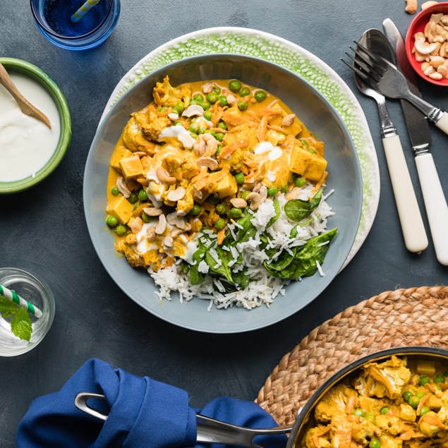 Roasted Cauliflower & Haloumi Korma with Basmati Rice & Cashews - My ...