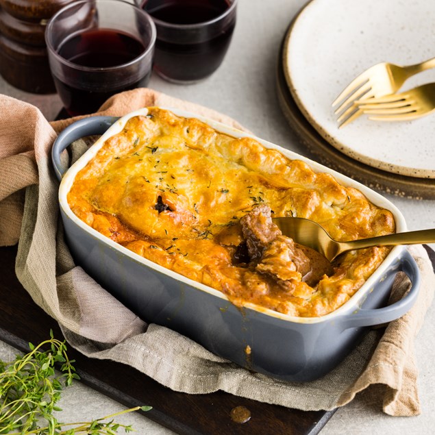 Ready Made Beef, Mushroom & Red Wine Pie with Puff Pastry